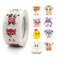 Roll of 500 cartoon animal stickers for kids rewards featuring 8 cute designs 2.5cm size - Style B-Cute Pets Series
