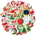 Waterproof holographic laser Christmas stickers set featuring cartoon Santa and reindeer - New Christmas Style C (TN-N30)