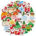 Holographic laser Christmas stickers with Santa, reindeer and snowman in circular layout - New Christmas Style D (TN-N31)