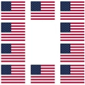 Set di 10 adesivi rettangolari con bandiera americana con stelle e strisce rosse e bianche - Stile Bandiera USA / Rosso/Bianco/Blu