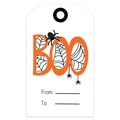 White Halloween BOO gift tags with orange text and spider web designs for packaging - White BOO Letter Style (款4)