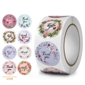 Autocollants floraux Thank You en rouleau, 2,5 cm de diamètre pour sceau de mariage - C272 Style Floral Mixte - 25mm (500 Pièces/Rouleau)