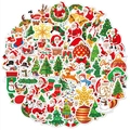 Holographic laser Christmas sticker set with Santa Claus and reindeer designs - 4-5cm / Kids Christmas Mixed Style (TN-N36+N37)