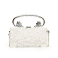 Transparente Acryl-Box-Tasche mit Eisrissentextur und silbernen Löwenkopf-Ringgriffen - Transparent
