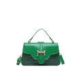 Sac à main bicolore vert motif crocodile avec boucle dorée et bandoulière réglable - Vert