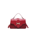 Sac bandoulière chic en simili cuir croco rouge avec boucle dorée élégante - Rouge