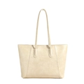 Large cream white faux leather tote bag with vintage texture and long shoulder straps - Off White