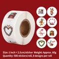 Rouleau d'autocollants de Noël avec 8 motifs festifs dont le Père Noël et Renne - Motifs de Dessins Animés de Noël Style B (B1-072BSD)