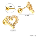 Herz-Ohrstecker aus Gold mit Zirkonia-Besatz und Schraubverschluss für Damen - Goldener Stil (EA63110AG)