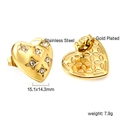Mit 18K Gold vergoldete Herz-Ohrstecker aus Edelstahl mit weißen Kristallen - Goldenes Herz mit Strass-Stil (EA59770AG)