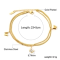 Double-layered 18k gold plated stainless steel butterfly anklet with sparkling zircon stones - Gold Butterfly Style (AN12170AG)