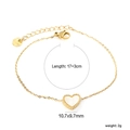 Gold stainless steel heart bracelet with white shell inlay and beaded edge detail - Gold Heart White Mother Of Pearl Style (BR27450AG)