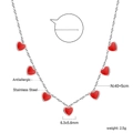Hypoallergene roestvrijstalen ketting met zeven rode hartjeshangers en zilveren ketting - Rood Hart Zilver Stijl (NE2C170ES)