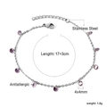 Dettagli del bracciale in acciaio inossidabile con cristalli viola 4mm e catena 17+3cm - Stile Tondo Viola Argento (BR26290CS)
