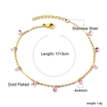 Bracciale in acciaio inossidabile dorato con ciondolo a cuore rosa e chiusura a moschettone - Stile Cuore Rosa Oro (BR26290FG)
