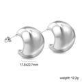 Polished silver chunky C-shaped hoop earrings 17.8x22.7mm for women hip hop style - Mirror Silver (EA598101S)