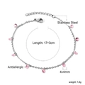 Dettaglio del bracciale regolabile in acciaio inossidabile con cristalli rosa da 4mm - Stile Tondo Rosa Argento (BR26290FS)