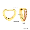 Details von vergoldeten Herz-Ohrringen mit rosa Zirkonia und Edelstahl-Verschluss - Gold (Rosa Zirkonia)