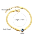 Vergoldetes Edelstahl-Schlangenarmband mit blauem Evil Eye Opal-Anhänger für Damen - Goldener Stil (BR25200KG)