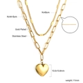 Detail der goldenen zweischichtigen Halskette mit Herzanhänger und Verlängerungskette - Gold Zweilagige Herz Halskette (NE2A8501G) / Kette 40-49cm / Anhänger 13.8mm / Gold