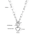 Details zur 45cm Edelstahl-Halskette mit T-Verschluss und 15mm Herzanhänger - Silber Herz Knebelverschluss Halskette (NE248601S) / Kette 45cm / Anhänger 15mm / Silber