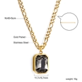 Detailed specs of gold plated stainless steel necklace with grey crystal pendant - Gold Gray Stone Style(NE2B430BG)