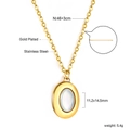 Gold plated stainless steel necklace with white shell oval pendant on white background - Oval White Shell Pendant (NE2A270AG)