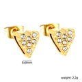 Elegant gold heart stud earrings with sparkling rhinestones, 8x9mm size, 2.2g weight - 3 Pairs Heart Zirconia Stud Earrings Set(ET11170AG)