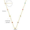 Detail of 57cm gold plated stainless steel necklace with 11 colorful round crystals - Gold Multi-color Zirconia Style (NE23526MG)