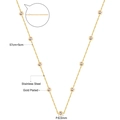 Detailed view of 57cm gold plated bubble chain with 6.5mm cubic zirconia stones - Gold Transparent Zirconia Style (NE23526AG)