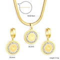 Parure de bijoux avec collier portrait de pièce dorée et boucles d'oreilles cristal - Style Portrait Pièce avec Strass (SE267501G)