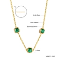 Detail of gold-plated stainless steel chain with green gemstones and extension link - Green Cat's Eye Necklace (NE2B150JG)