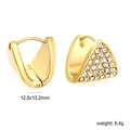Minimalist 18K gold stainless steel triangle hoop earrings with white round zircons - Gold Style (EA33210AG)