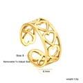 Detalle del diseño abierto ajustable y el patrón de corazón hueco del anillo chapado en oro - Estilo de Corazón Hueco Continuo (RI161308G)