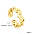 Detail view of 18K gold star ring with 7.1mm width and adjustable opening size - Size 8 (Adjustable) / Hollow Five-Pointed Star Style (RI162008G) / Gold