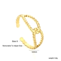 Detail showing 6.8mm width and twisted double-layer rope design on 18K gold plated ring - Double Layer Twist Wave Style (RI163208G)