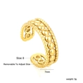 Detailed view of 18K gold plated beaded ring showing 7mm width and adjustable size - Triple Layer Bead Retro Style (RI163408G)