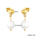 Detailed view of 18k gold beads and teardrop pearls with exact dimensions and 4.4g weight - Waterdrop Pearl Bead Style (EA5C760AG)