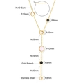 Gold plated stainless steel Y-necklace with black and pink shell round pendants - Gold (NE252001G)