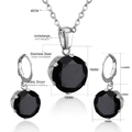 Detail of 6-prong black zircon jewelry set with necklace and earrings measurements - Silver Metal With Black Stone (SE23180BS)