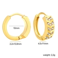 Detailed view of 18k gold plated earrings with V-shape cubic zirconia pavé and dimensions - Gold V-shaped Pavé Rhinestone Style (EA33910AG)