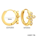 Detailed view of 18k gold geometric hoop earrings with zircon-set cross pendants - Gold Cross Pendant Style (EA33820AG)