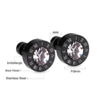 Orecchini a perno punk in acciaio nero con zircone bianco e numeri romani incisi - Stile Zirconia Bianca (EA61030AB)
