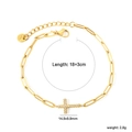 Bracciale in acciaio inossidabile dorato con pendente a croce in zircone per donna - Stile Croce Graffetta (BR285301G)