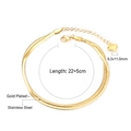 Zweilagiges vergoldetes Fußkettchen aus Edelstahl mit Schlangenkette und Herzanhänger - Gold Doppelreihige Schlangenkette (AN109001G)
