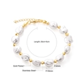 Pulsera de perlas barrocas con cuentas de acero inoxidable dorado y cadena ajustable - Estilo Dorado (BR228701G)