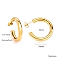 Boucles d'oreilles créoles épaisses en C plaqué or 18K en acier inoxydable 30mm - Style Créole Ouverte à Surface Large (EA312501G)