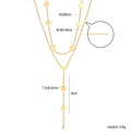 Double-layered gold heart pendant necklace in stainless steel with Y-shape tassel design - Double Layer Heart Pendant Style (NE2G0101G)