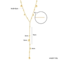 Detailed size specifications for gold Y-shaped necklace with bead sizes and chain length - Y-Shaped Fine Chain Bead Style (NE2G0001G)