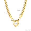Close-up of 5mm gold Cuban link chain with detailed 14.1mm large spring ring clasp - Gold Cuban Link Style (NE2F3601G)